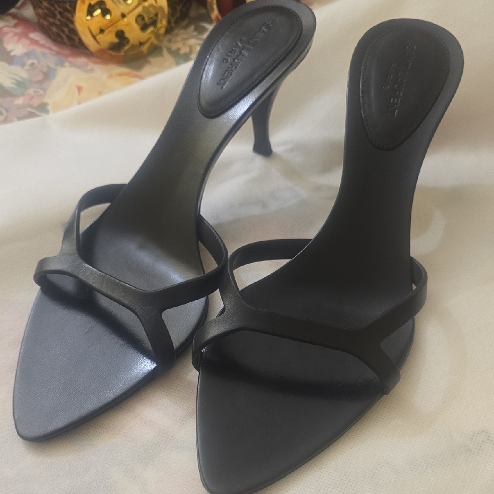 Yves Saint Laurent Black Strappy Heels